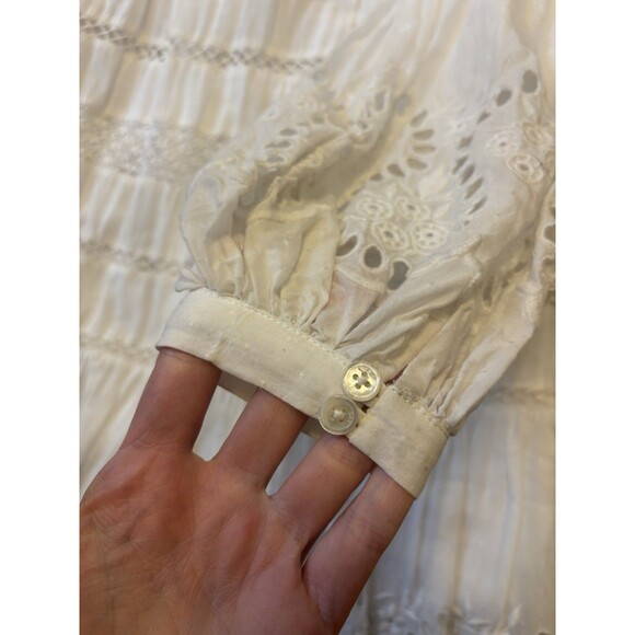Sea New York Marina White Eyelet Long Sleeve Dress Lace Embroidered Size L - Picture 15 of 16